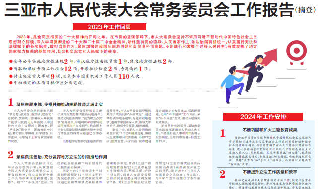 三亚市人民代表大会常务委员会工作报告（摘登）